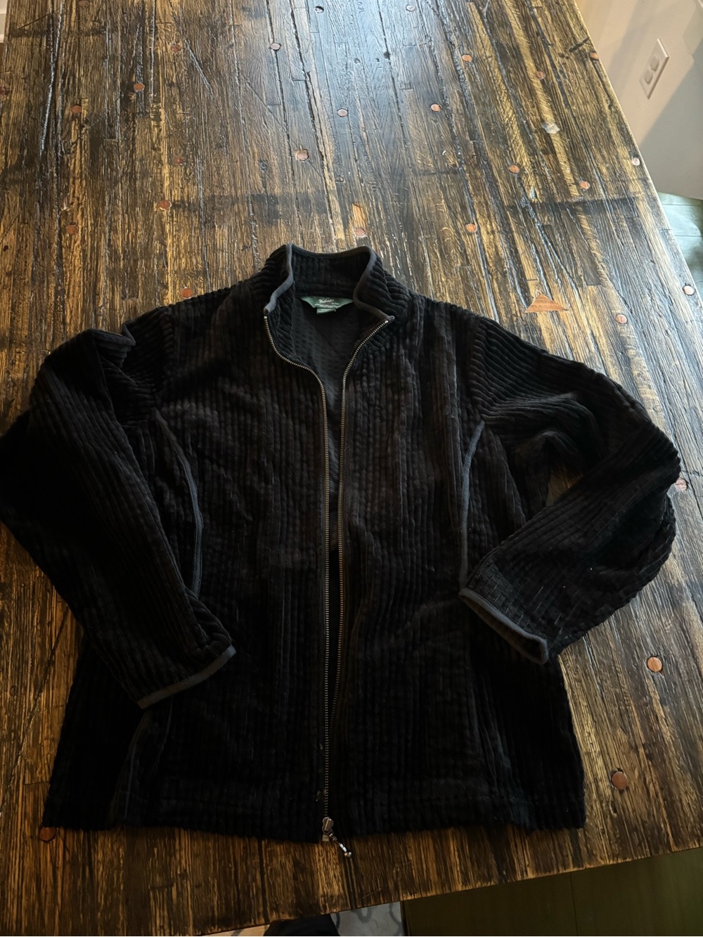 Woolrich Black Corduroy Zip-Front Bomber Jacket 100% cotton
